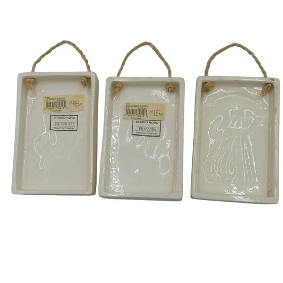 Studio Nova Pepper, Egg Plant, Cucumber Fiesta Vegetables Themed Ceramic Wall Pl - Picture 2 of 16